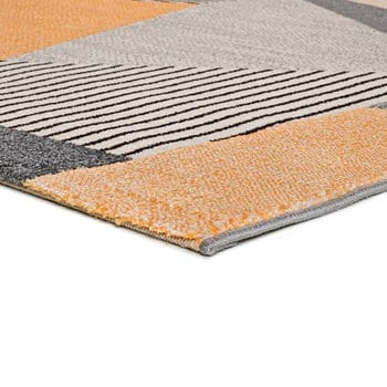 Alfombras 100% Polipropileno HEAT-SET FRISÈ Alfombra geométrica trapezoide gris 60x120